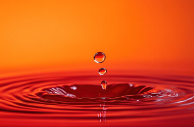 水滴落在橙色的天空中的特写镜头