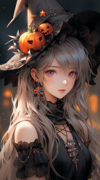 二次元漂亮女巫插画