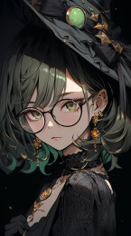 二次元漂亮女巫插画
