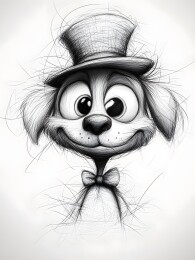 十二生肖狗年素描铅笔草图风格头像