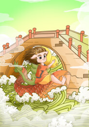 龙生九子蚣蝮国潮喜庆中国风插画