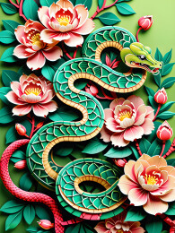 蛇年大吉：纸雕蛇图案