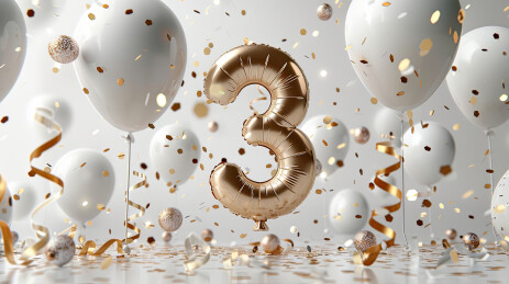 3周年金色气球彩蛋礼花庆祝