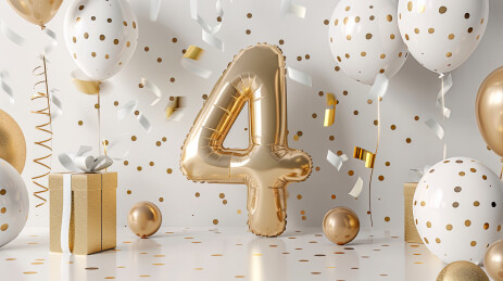 4周年金色气球彩蛋礼花庆祝