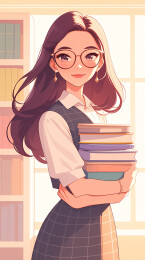 女教师受捧书本教师节插画