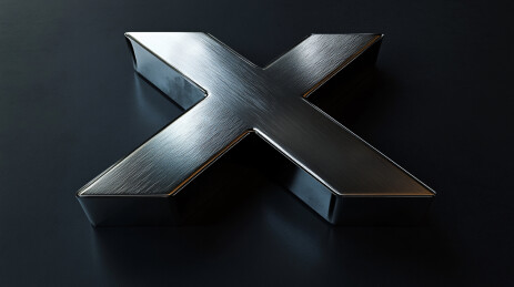 3D字母X黑金属材质字体设计