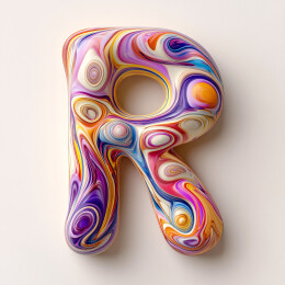 彩色创意3D字母R设计