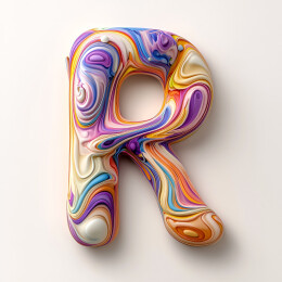 彩色创意3D字母R设计