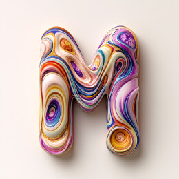 彩色创意3D字母M设计