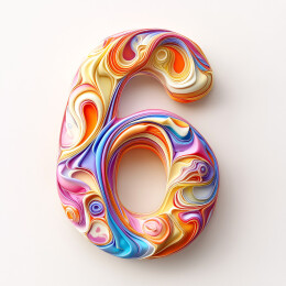 彩色创意3D数字6字体设计