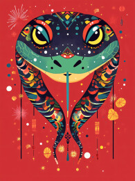 蛇年图腾蛇头对象设计插画