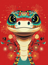 蛇年图腾蛇头对象设计插画