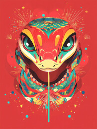 蛇年图腾蛇头对象设计插画