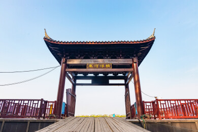 赣州市宋城公园古浮桥东河浮桥