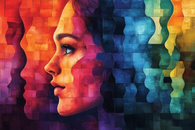 女性肖像拼贴画