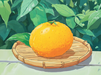 复古风 竹垫上的橘子