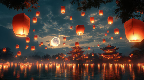 中秋节新年灯笼红灯笼