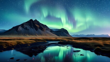 冰岛冰川冰山极光北极