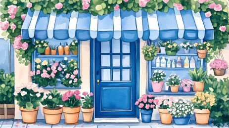 水彩鲜花店