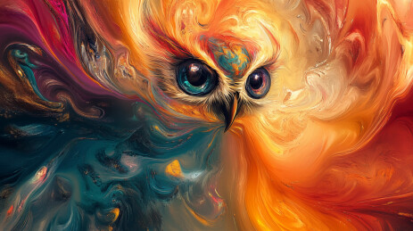 漂亮的高级金沙油漆质感艺术感猫头鹰插画