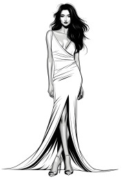 简笔插画，身穿晚礼服的女士