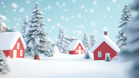冬季下雪场景景插图