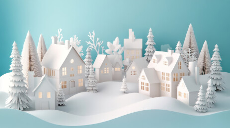 冬季下雪场景景插图
