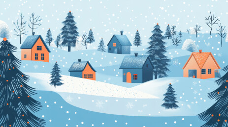 冬季下雪场景景插图