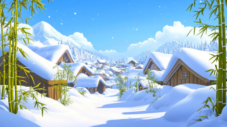 冬季下雪场景景插图