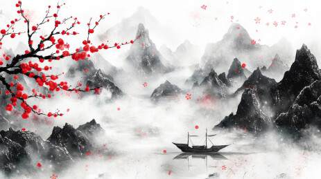 冬季下雪场景景插图