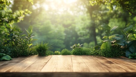 春天森林背景的产品展示台