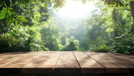 春天森林背景的产品展示台