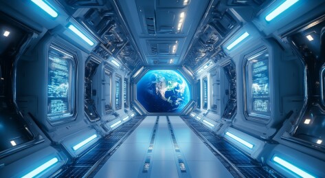 科技太空舱舱体背景壁纸