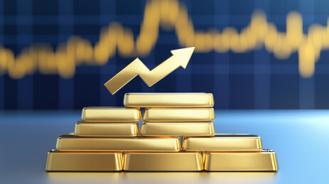 3D黄金上涨金融概念图