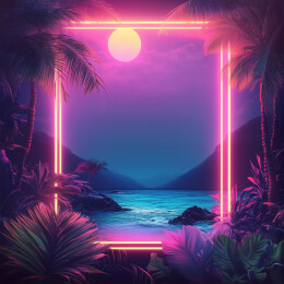 炫酷RGB灯效的热带题材海报背景