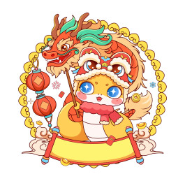 蛇年舞龙卡通矢量插画