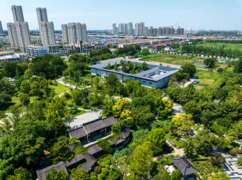 夏季白天航拍苏州徐州圣旨博物馆