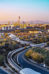 北京中国尊通惠河s弯城市风光