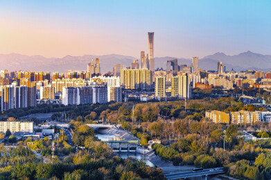 北京中国尊通惠河s弯城市风光