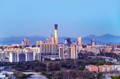 北京中国尊通惠河s弯城市风光