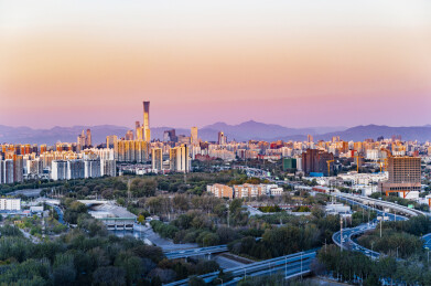 北京中国尊通惠河s弯城市风光