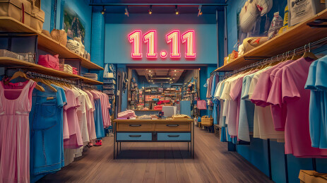 双十一11数字电商购物场景壁纸商品