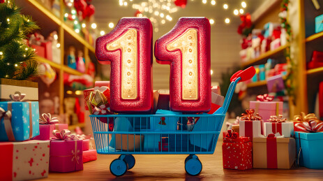 双十一11数字电商购物场景壁纸商品购物车