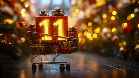 双十一11数字电商购物场景壁纸商品购物车