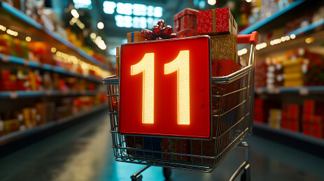 双十一11数字电商购物场景壁纸商品购物车