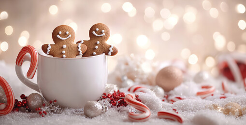 圣诞节期间桌上饼干的特写镜头