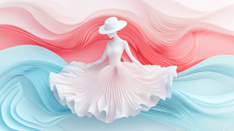 穿裙子的优雅女人剪纸艺术