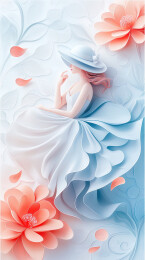 穿裙子的优雅女人剪纸艺术