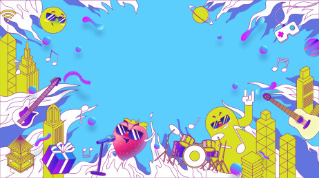 潮玩娱乐主题背景插画