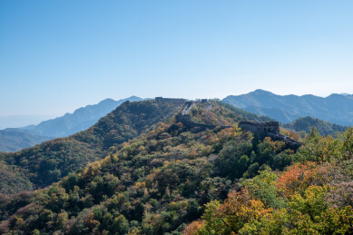 北京，慕田峪长城秋日水墨风景